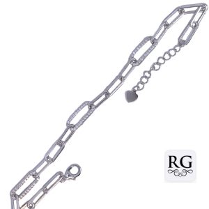 925 TRIP CZ PAVE+PLAIN PAPERCLIP BRAC - 5.5  4.45g <br/>M15978.17+3