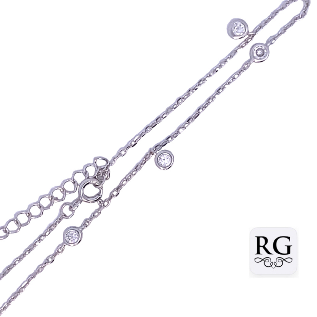 925 3xDROP+3xCZ LINKS ANCHOR ANKLET - 2.2g <br/>M15982.22+3