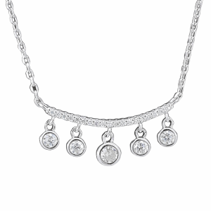 925 DROP CZ'S CURVE BAR ANCHOR CHAIN - 2.9g <br/>M15986.42+3