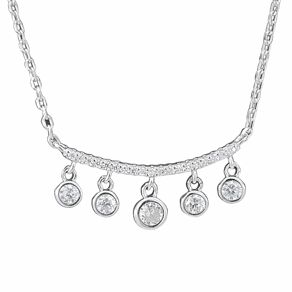 925 DROP CZ'S CURVE BAR ANCHOR CHAIN - 2.9g <br/>M15986.42+3