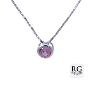 925 SLIDING PINK CZ TUBE SET ON BOX CHAIN - 7+0.8  <br/>M16000.40+3