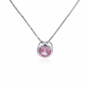 925 SLIDING PINK CZ TUBE SET ON BOX CHAIN - 7+0.8  <br/>M16000.40+3