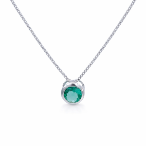 925 SLIDING GREEN CZ TUBE SET ON BOX CHAIN 7+0.8  <br/>M16001.40+3