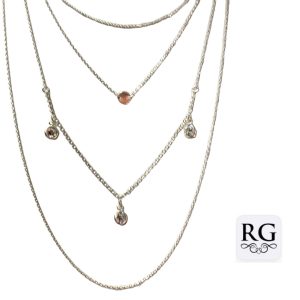 925 CZ'S+DISC ON 4 LAYER ANCHOR CHAIN DIFF LENGTHS <br/>M16006.40+9