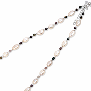 925 MIX TOURMALINE+RICE FW PEARL CHAIN - 3+5MM <br/>M16018.41+5