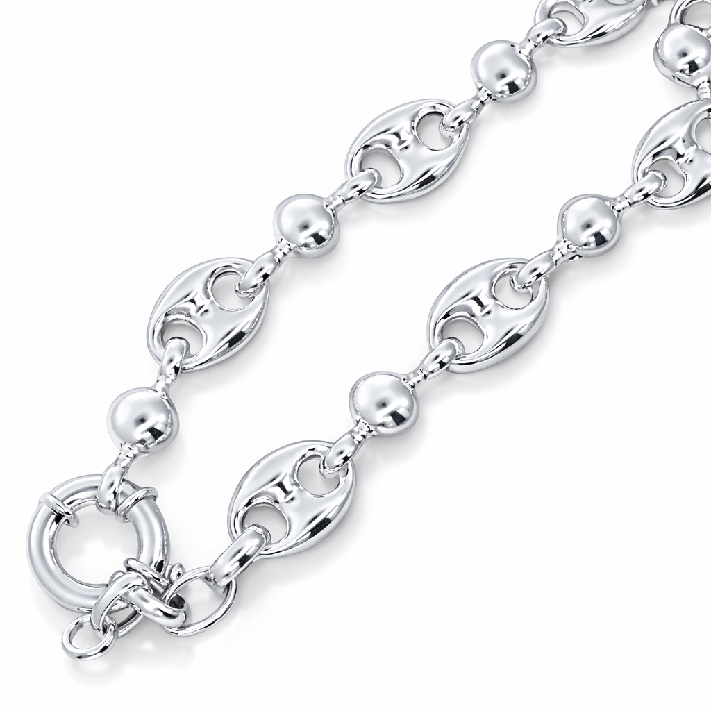925 HOLLOW GUCCI+BALL BRACELET+CHAIN - 11MM <br/>M16021