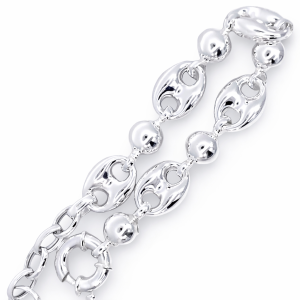 925 HOLLOW GUCCI+BALL BRACELET+CHAIN - 14MM <br/>M16023
