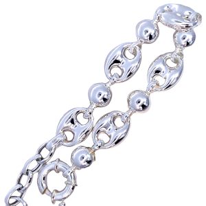 925 HOLLOW GUCCI+BALL BRACELET+CHAIN - 14MM <br/>M16023