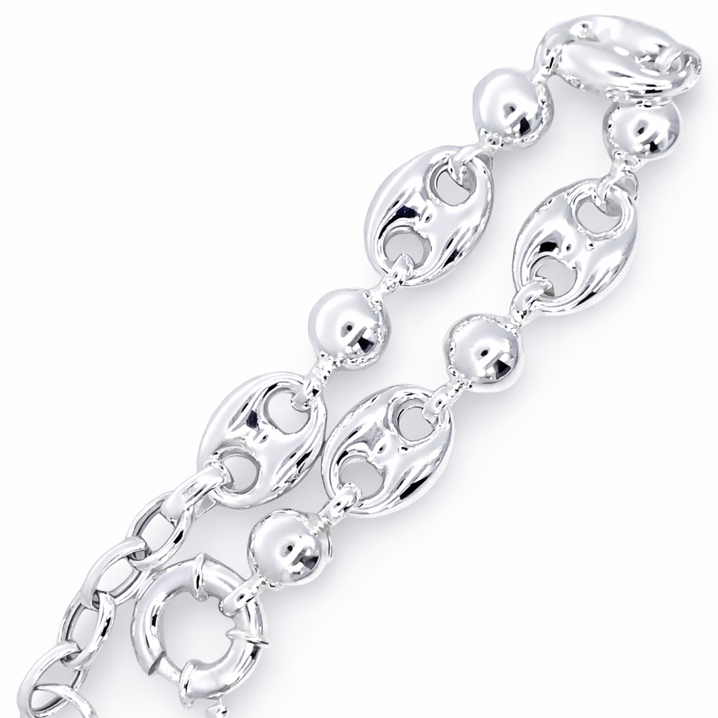 925 HOLLOW GUCCI+BALL BRACELET+CHAIN - 14MM <br/>M16023