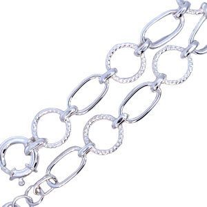 925 OVAL+MESHED RND LINK BRACELET - 14MM - 9.6g <br/>M16026.19+4