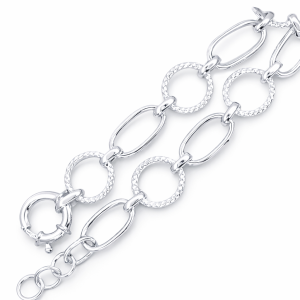 925 OVAL+MESHED RND LINK BRACELET - 14MM - 9.6g <br/>M16026.19+4