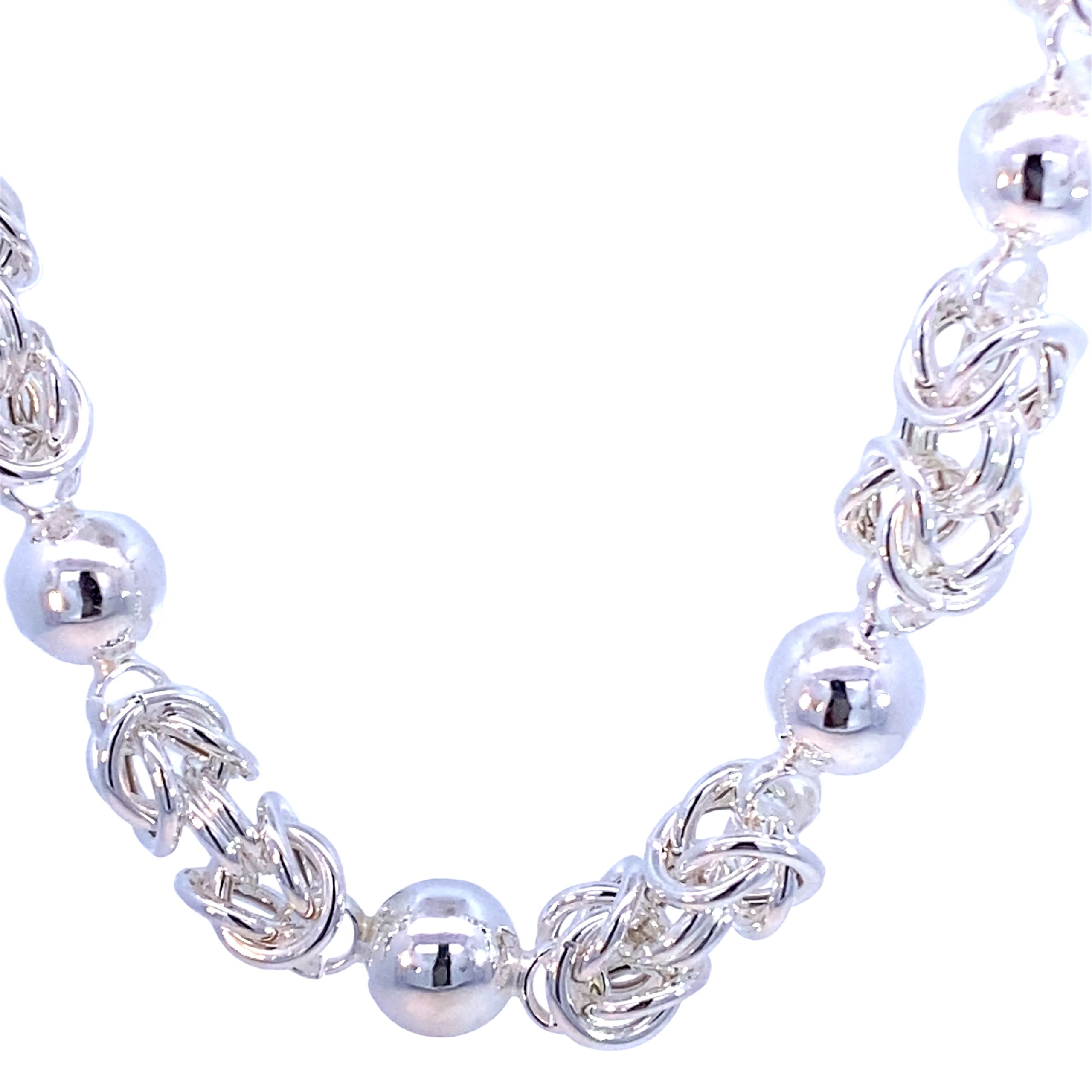 925 BYZANTINE+BALL LINK BRACELET+CHAIN - 10MM <br/>M16028 - Image 2
