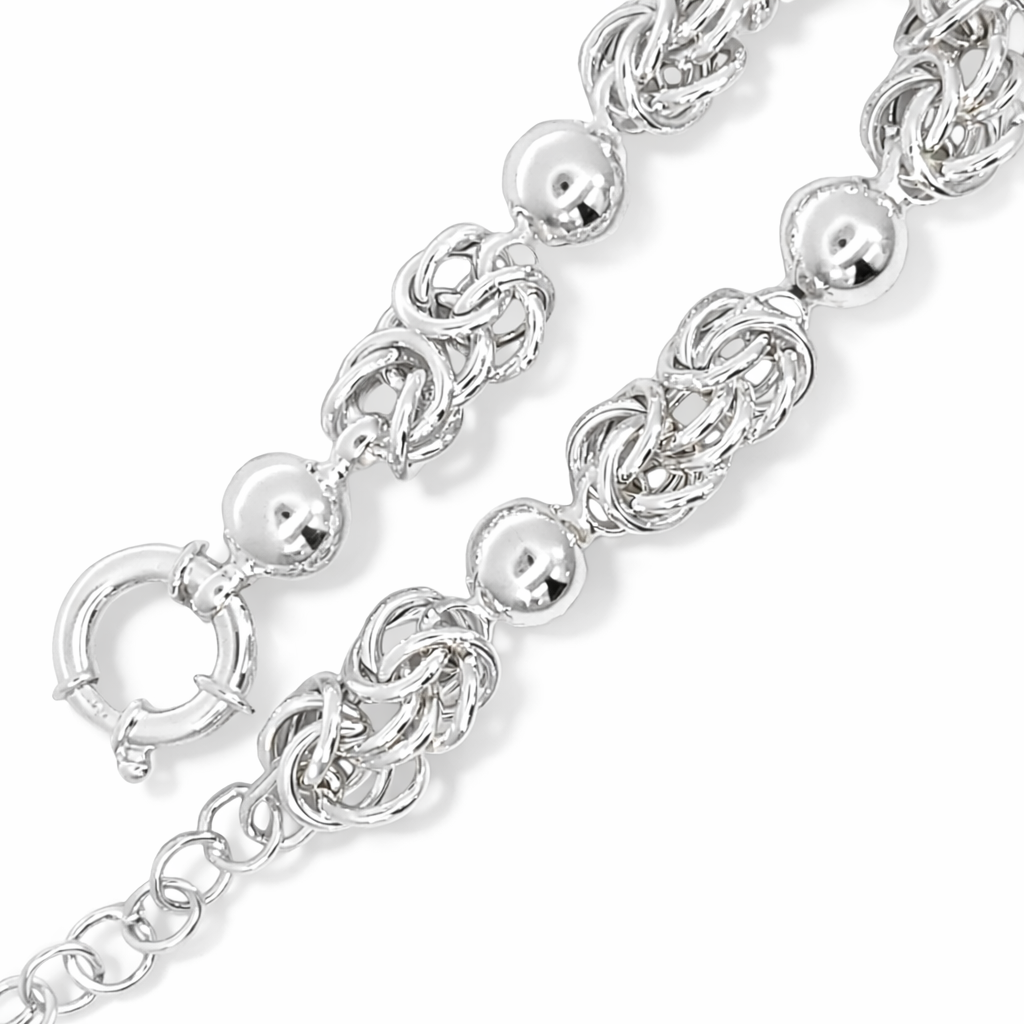 925 BYZANTINE+BALL LINK BRACELET+CHAIN - 10MM <br/>M16028