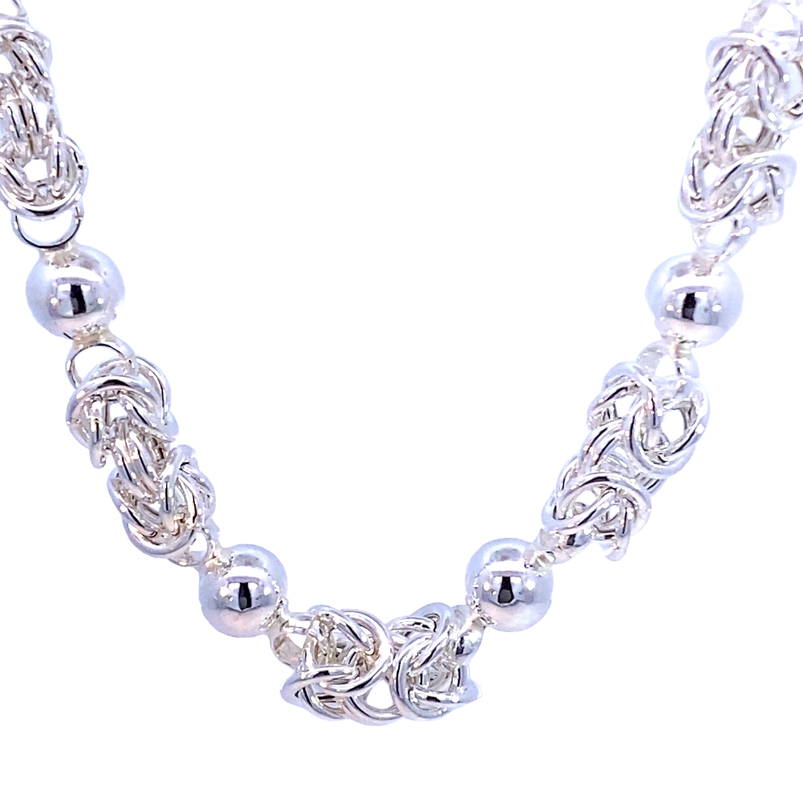 925 BYZANTINE+BALL LINK BRACELET+CHAIN - 8MM <br/>M16029 - Image 2