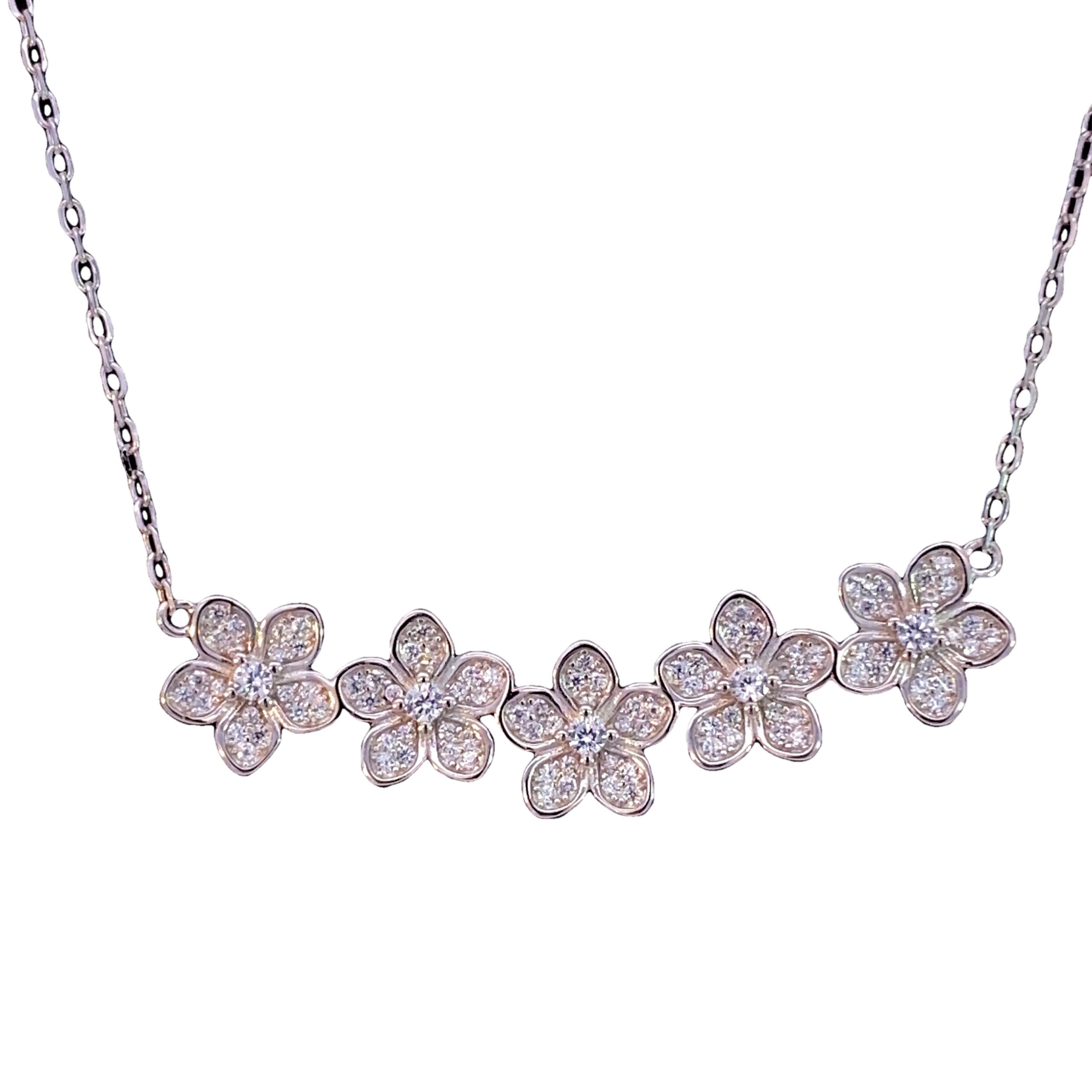 925 5X CZ PAVE DAISIES ON ANCHOR CHAIN - 4.5g <br/>M16031.41+3