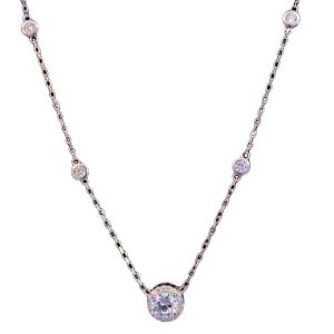 925 RND CZ PAVE HALO PENDANT ON ANCHOR CHAIN  3.5g <br/>M16033.42+3