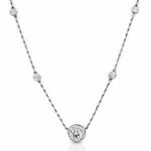 925 RND CZ PAVE HALO PENDANT ON ANCHOR CHAIN  3.5g <br/>M16033.42+3