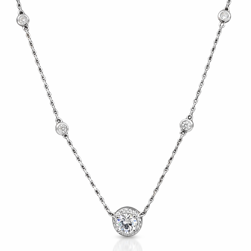 925 RND CZ PAVE HALO PENDANT ON ANCHOR CHAIN 3.5g <br/>M16033.42+3