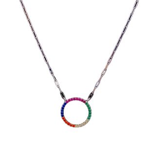 925 MULTI COL CIRCLE OF LIFE PAPERCLIP CHAIN 16MM  <br/>M16034.41+3