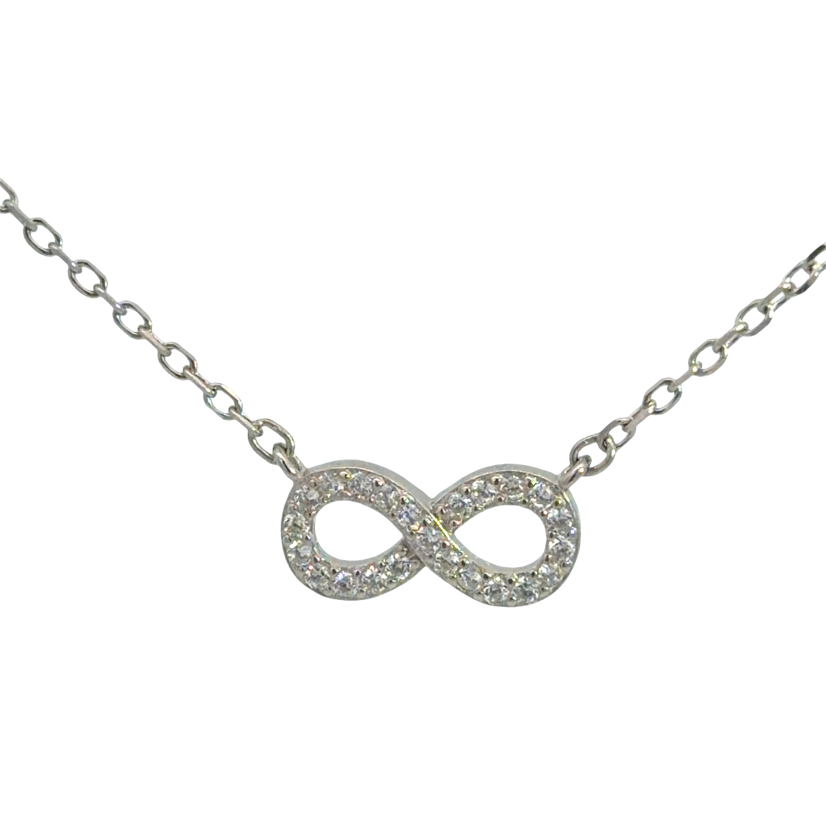 925 CZ PAVE INFINITY ON ANCHOR CHAIN 14X7+1.3 2.2g