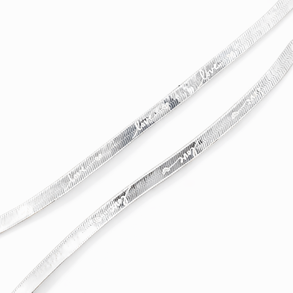 925 MATT LOVE ON HERRINGBONE CHAIN - 4.3MM <br/>M16039