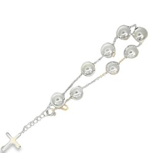 925 HOL BALLS ON ANCHOR BRACELET+CROSS EXT 10MM <br/>M16051.19