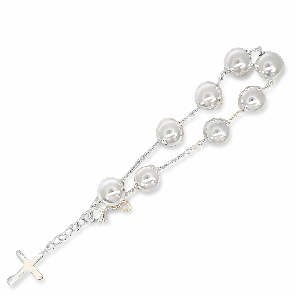 925 HOL BALLS ON ANCHOR BRACELET+CROSS EXT 10MM <br/>M16051.19