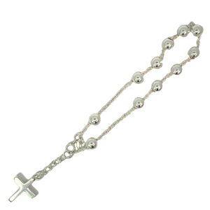 925 HOL BALLS ON ANCHOR BRACELET+CROSS EXT 6MM <br/>M16052.19