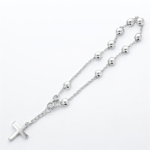 925 HOL BALLS ON ANCHOR BRACELET+CROSS EXT 6MM <br/>M16052.19