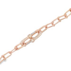 925 RG CZ PAVE+PLAIN HORSESHOE LINK BRAC10+6MM 10g <br/>M16054.18RG