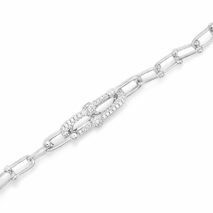 925 RG CZ PAVE+PLAIN HORSESHOE LINK BRAC10+6MM 10g <br/>M16054.18RG