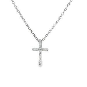 925 CZ PAVE CROSS ON ANCHOR CHAIN - 15X9+1.3 - 2g <br/>M16061.42+3