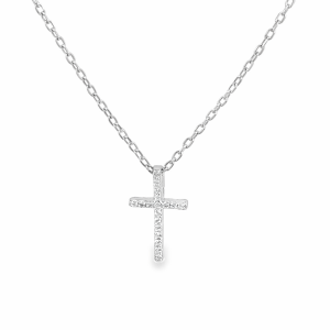 925 CZ PAVE CROSS ON ANCHOR CHAIN - 15X9+1.3 - 2g <br/>M16061.42+3