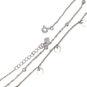 925 BALLS+RND DISC'S ON DBL ANCHOR ANKLET - 2.3g <br/>M16062.22+3