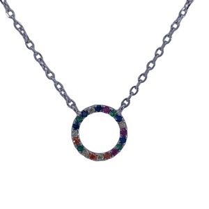 925 MULTI COL CZ PAVE CIRCLE OF LIFE ANCHOR CHAIN  <br/>M16065.42+3