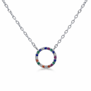 925 MULTI COL CZ PAVE CIRCLE OF LIFE ANCHOR CHAIN  <br/>M16065.42+3