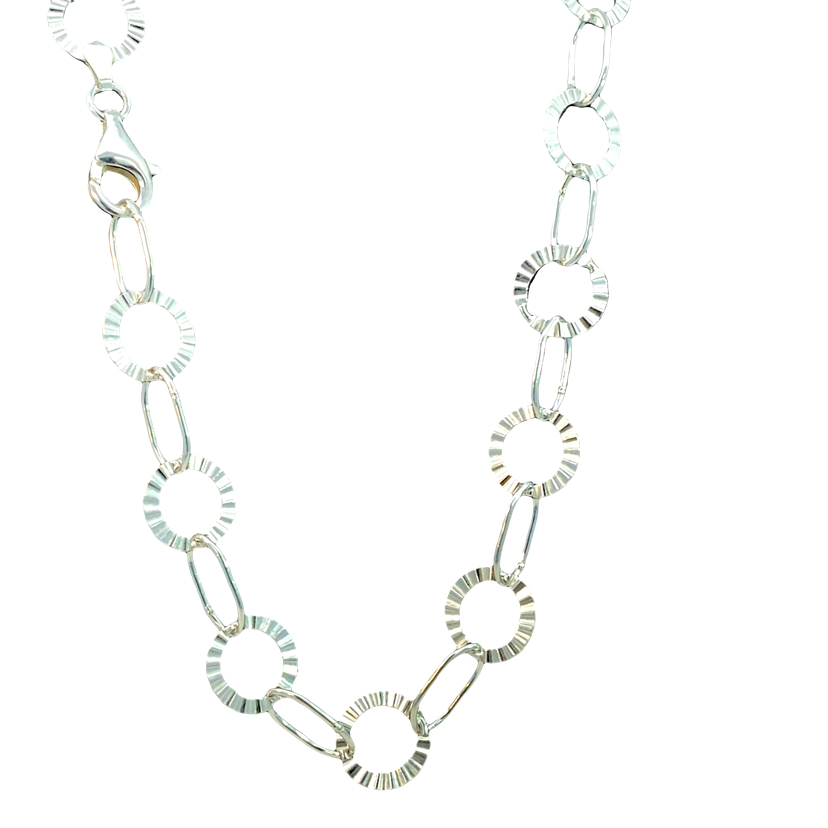 925 ETCHED FLAT CIRCLE+OVAL BRAC+CHAIN - 11MM <br/>M16074 - Image 2
