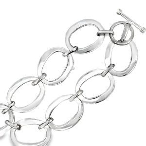 925 PLAIN FLAT OPEN OVAL LINK BRACELET  16MM 11.7g <br/>M16085.19