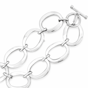 925 PLAIN FLAT OPEN OVAL LINK BRACELET  16MM 11.7g <br/>M16085.19
