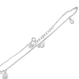 925 TRIP DROP CZ'S ON ANCHOR ANKLE CHAIN - 1.7g <br/>M16093.22+3