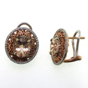 9CT RG 2X1.7ct MORG 96/0.37ct GH DIA OVAL STUDS  <br/>M1666