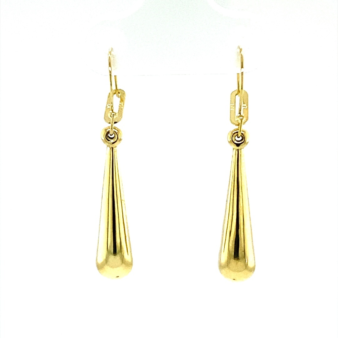 9CT YG HOLLOW TEARDROP EARRINGS - 32X5.25 - 0.82g <br/>M1689