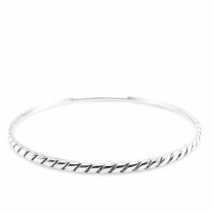 925 ROPE ETCHED COMFI-FIT BANGLE - 3MM <br/>M18008