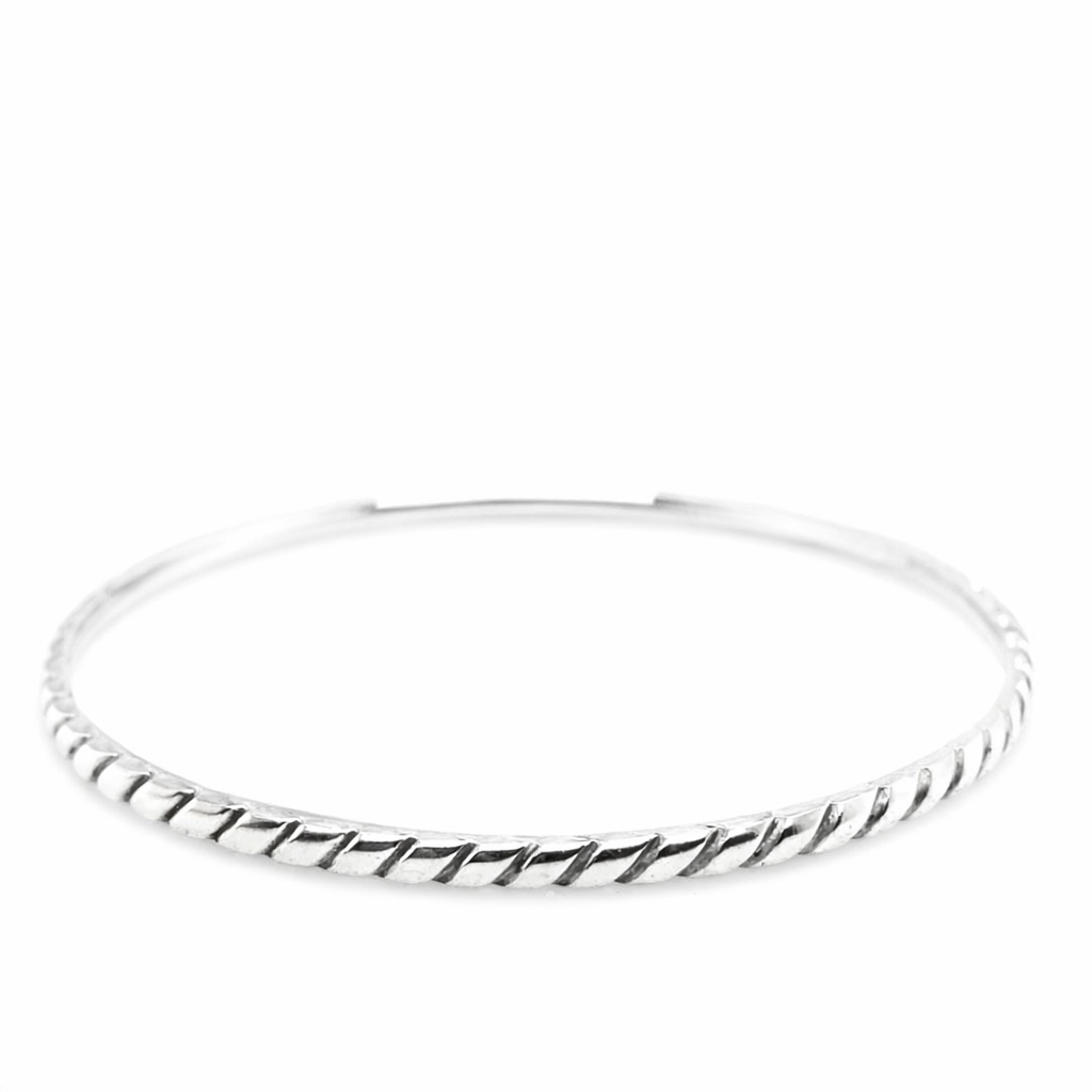 925 ROPE ETCHED COMFI-FIT BANGLE - 3MM <br/>M18008