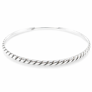 925 ROPE ETCHED COMFI-FIT BANGLE - 4MM <br/>M18009