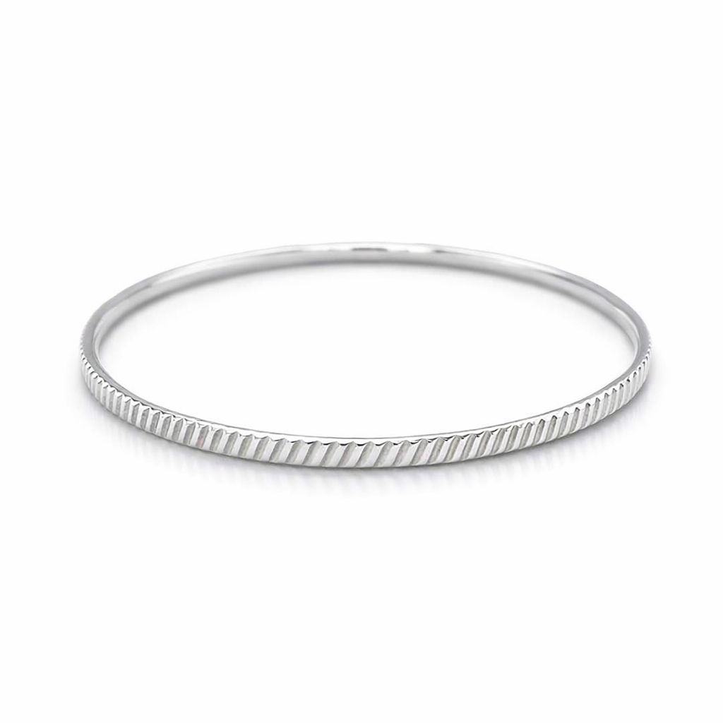 925 SLANTING LINES COMFI-FIT BANGLE - 3MM - 10.2g <br/>M18023.65