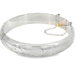 925 HOL ENG D-SHAPE HINGE BANGLE 10MM 60DIA 17.5g <br/>M18024.60