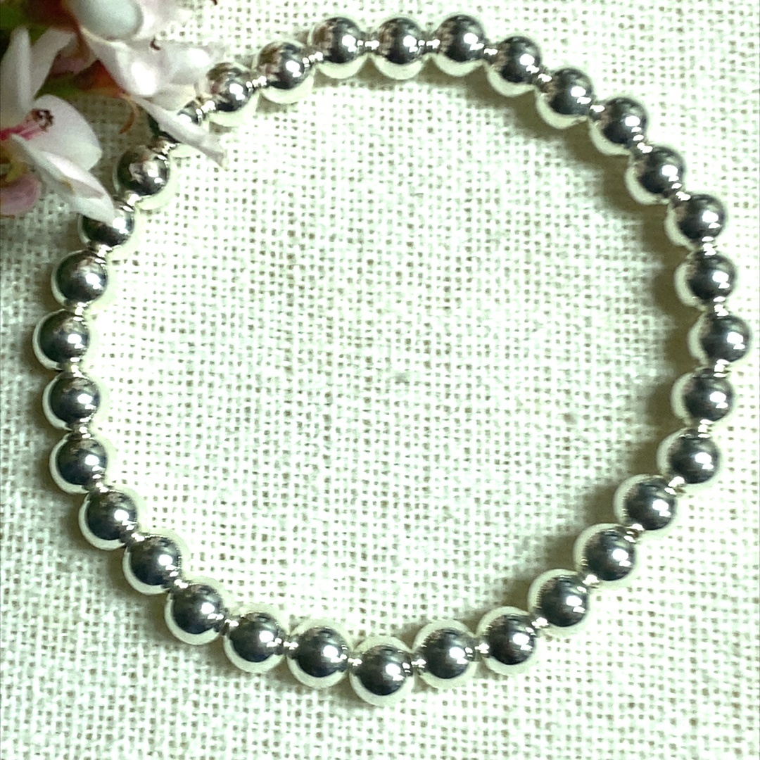 925 PLAIN HOLLOW BALLS ON ELASTIC - 6MM - 13.2g <br/>M18033 - Image 2