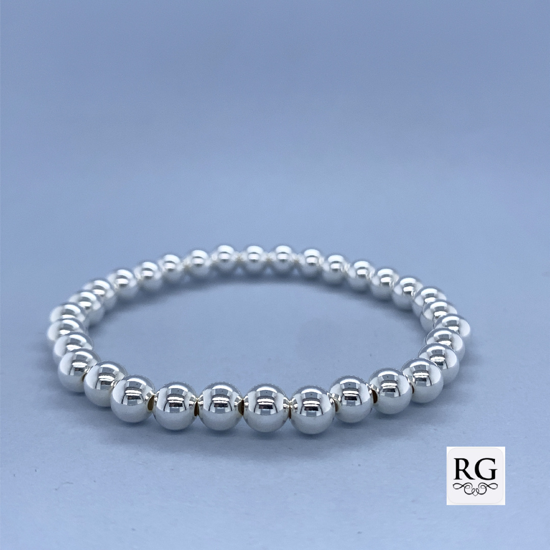 925 PLAIN HOLLOW BALLS ON ELASTIC - 6MM - 13.2g <br/>M18033