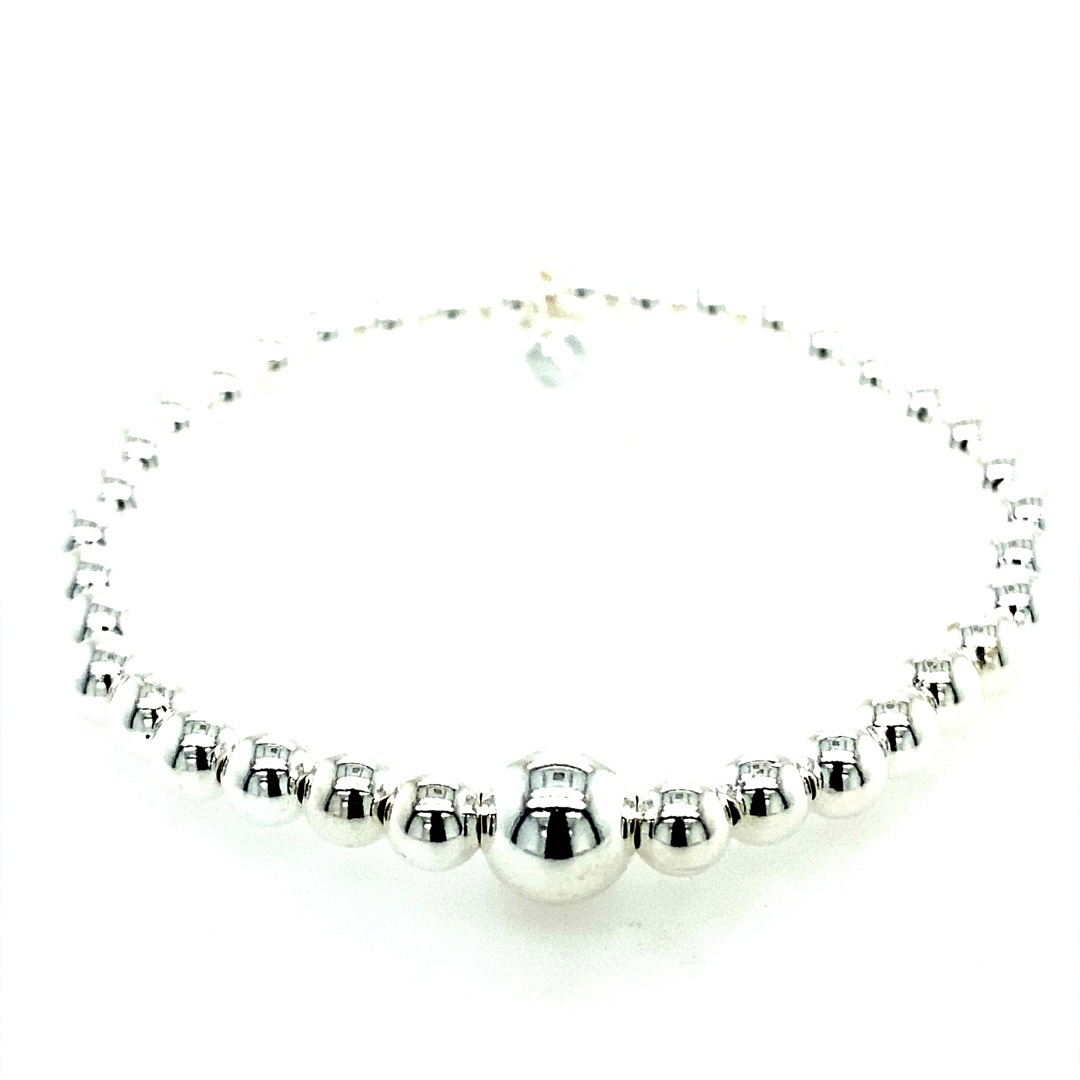 925 HOLLOW BALLS ON ELASTIC BRACELET - 8+5MM 10.7g <br/>M18061